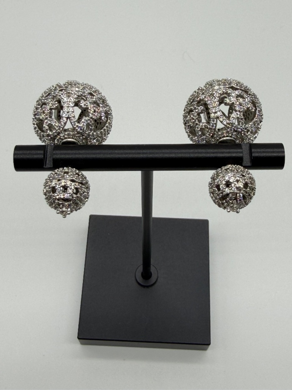Double Ball Crystal Pierced Earrings